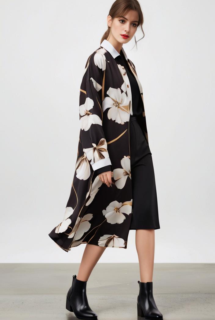 size curve dresses plus size loose elegant floral pattern stitching midi dress 142657