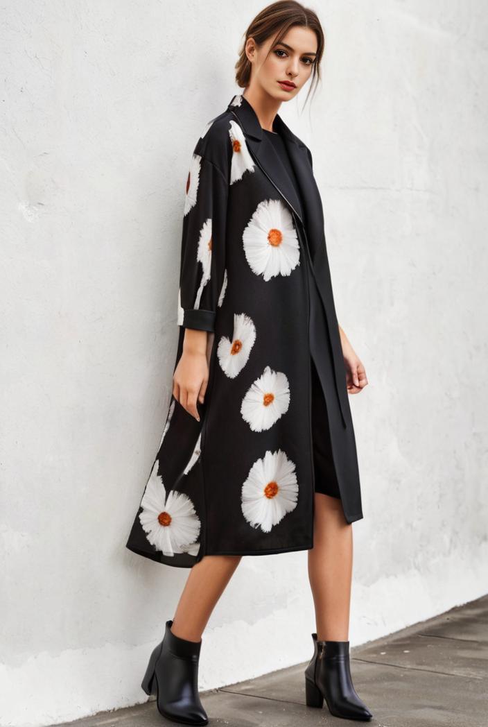 size curve dresses plus size loose elegant floral pattern stitching midi dress 142663