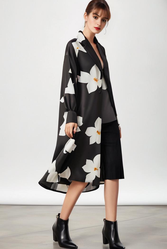 size curve dresses plus size loose elegant floral pattern stitching midi dress 142664
