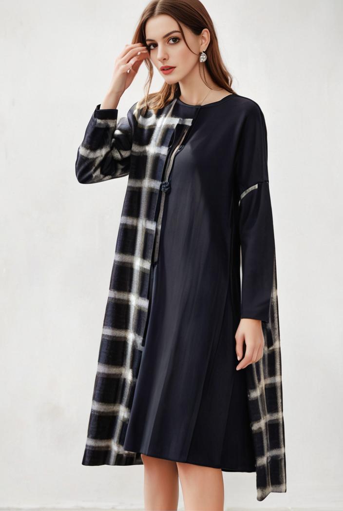 size curve dresses plus size loose elegant floral pattern stitching midi dress 142690