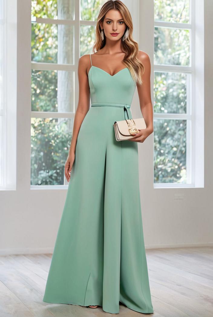 convertible chiffon lace open back spaghetti straps bridesmaid dress 147686