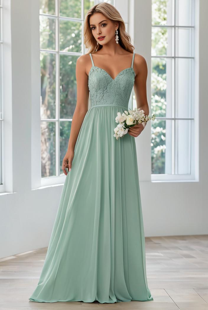 convertible chiffon lace open back spaghetti straps bridesmaid dress 147688