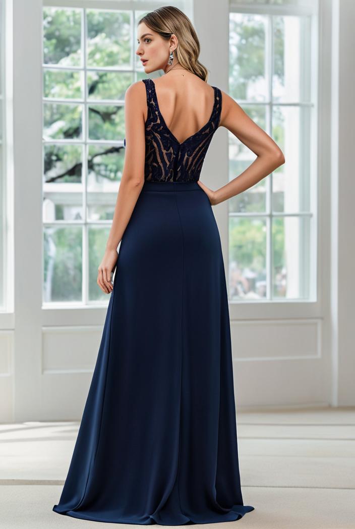 convertible chiffon lace open back spaghetti straps bridesmaid dress 147701