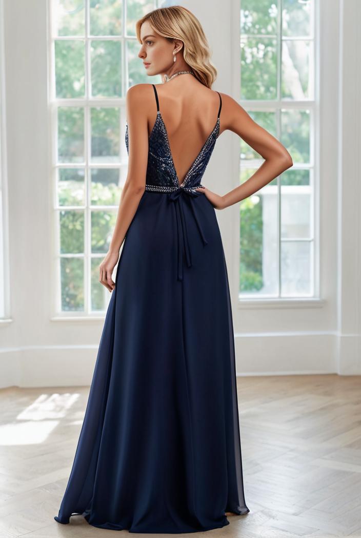 convertible chiffon lace open back spaghetti straps bridesmaid dress 147702