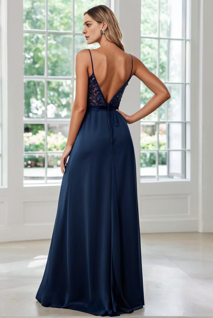 convertible chiffon lace open back spaghetti straps bridesmaid dress 147705