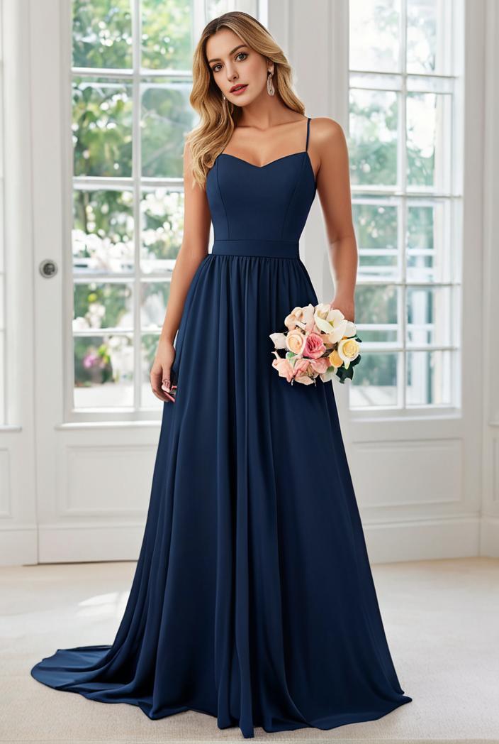 convertible chiffon lace open back spaghetti straps bridesmaid dress 147713