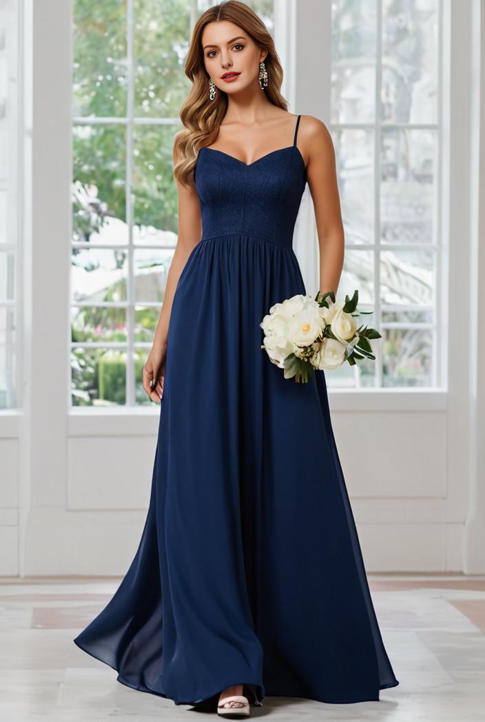 convertible chiffon lace open back spaghetti straps bridesmaid dress 147716