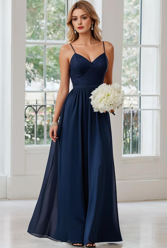 convertible chiffon lace open back spaghetti straps bridesmaid dress 147723