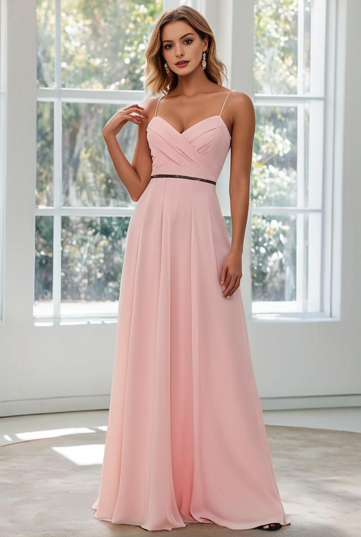 convertible chiffon lace open back spaghetti straps bridesmaid dress 147728