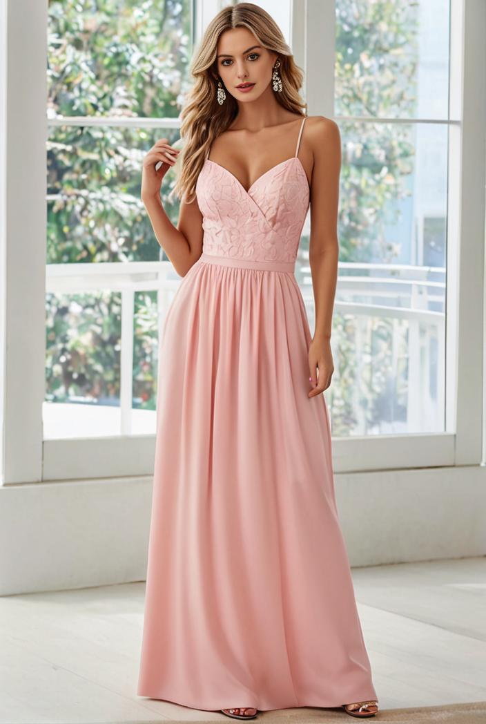 convertible chiffon lace open back spaghetti straps bridesmaid dress 147730