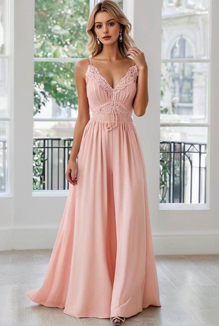 convertible chiffon lace open back spaghetti straps bridesmaid dress 147755