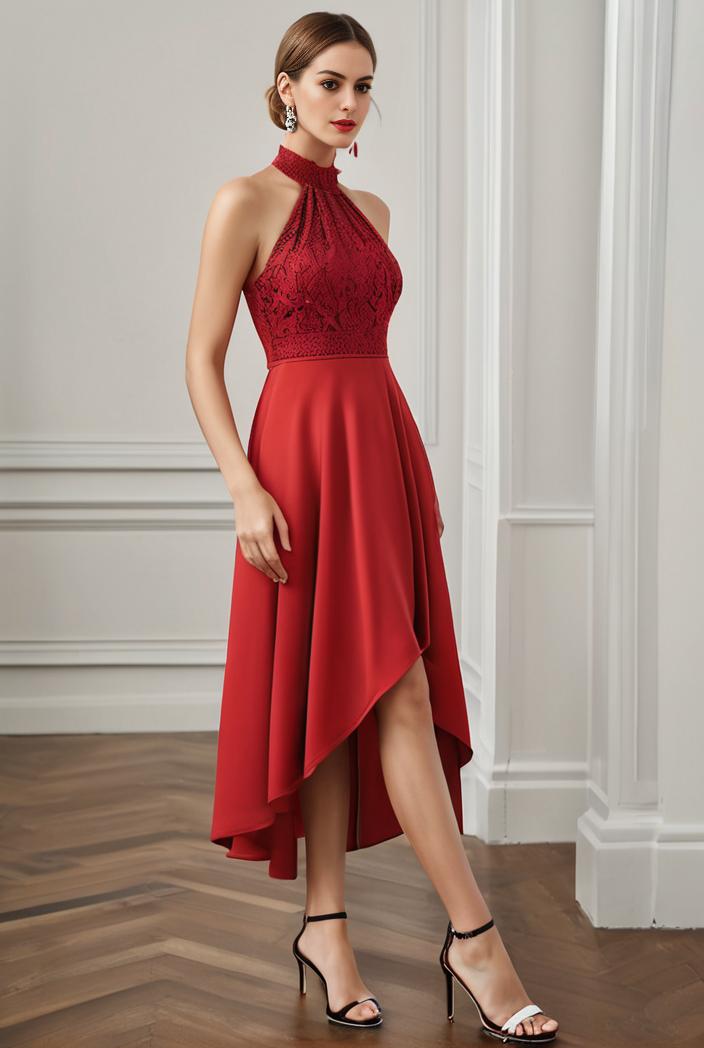 deep v neck lace chiffon bridesmaid dress with asymmetrical hem 148213