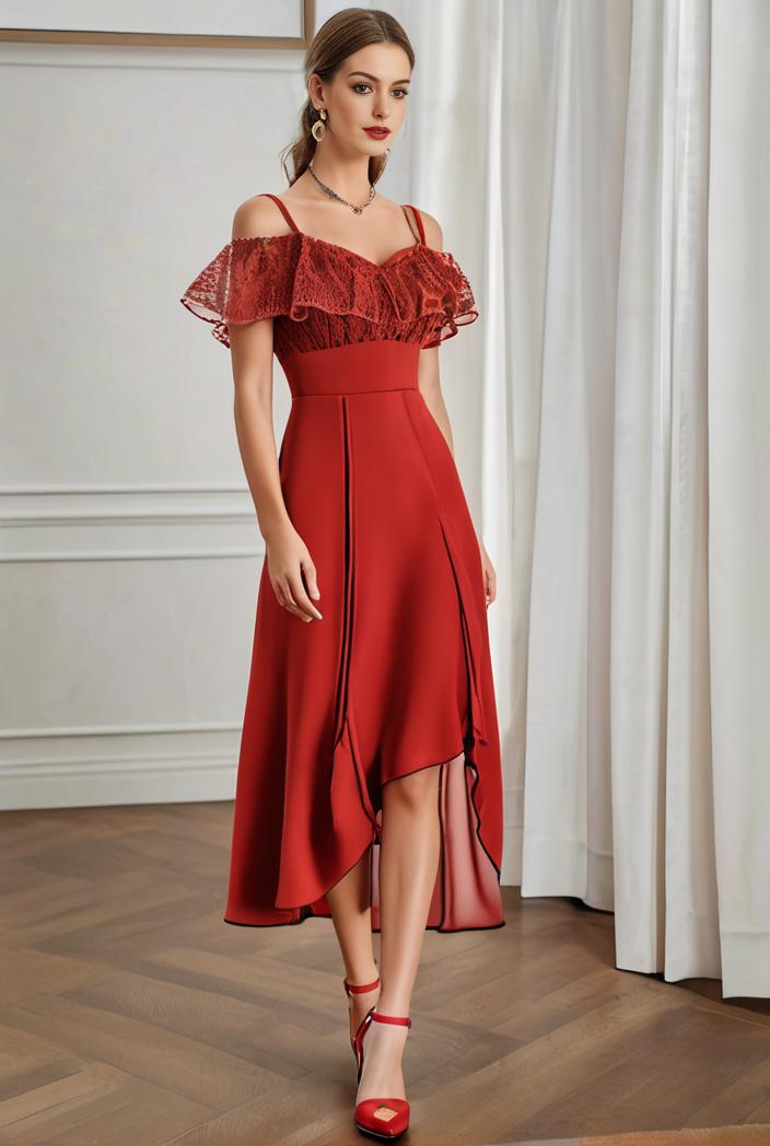 deep v neck lace chiffon bridesmaid dress with asymmetrical hem 148219