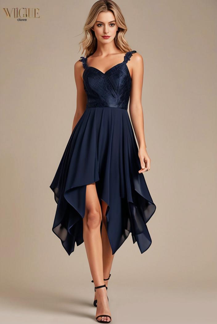 deep v neck lace chiffon bridesmaid dress with asymmetrical hem 148227