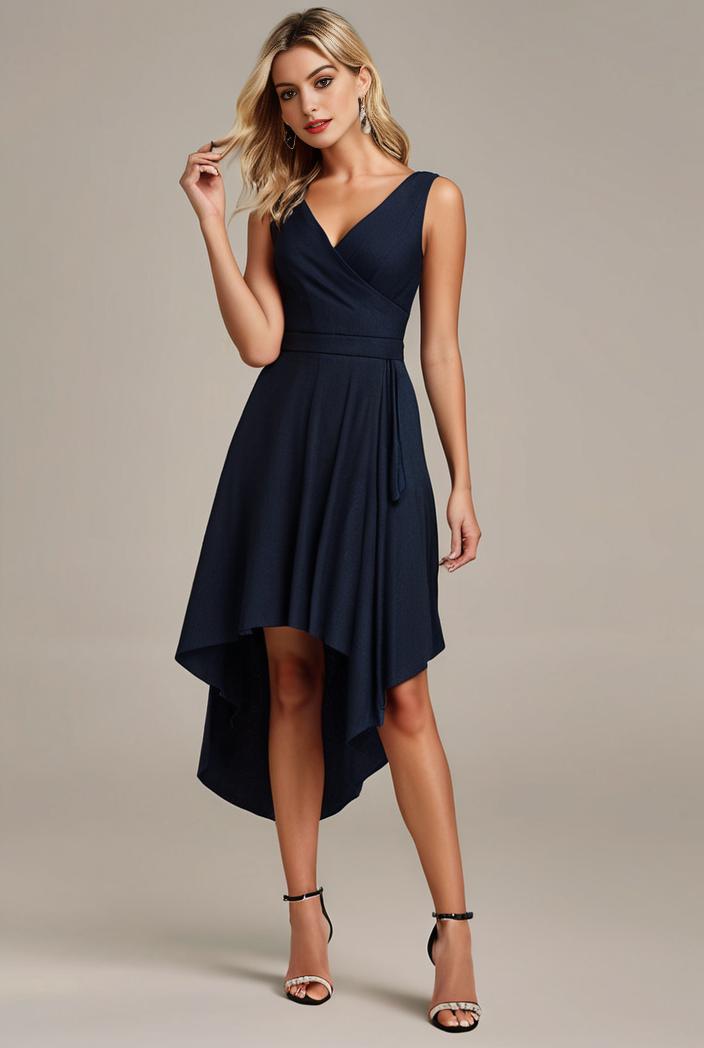deep v neck lace chiffon bridesmaid dress with asymmetrical hem 148262