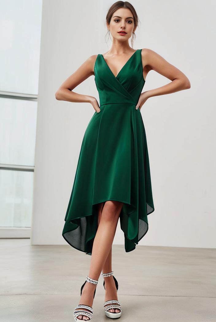 deep v neck lace chiffon bridesmaid dress with asymmetrical hem 148278