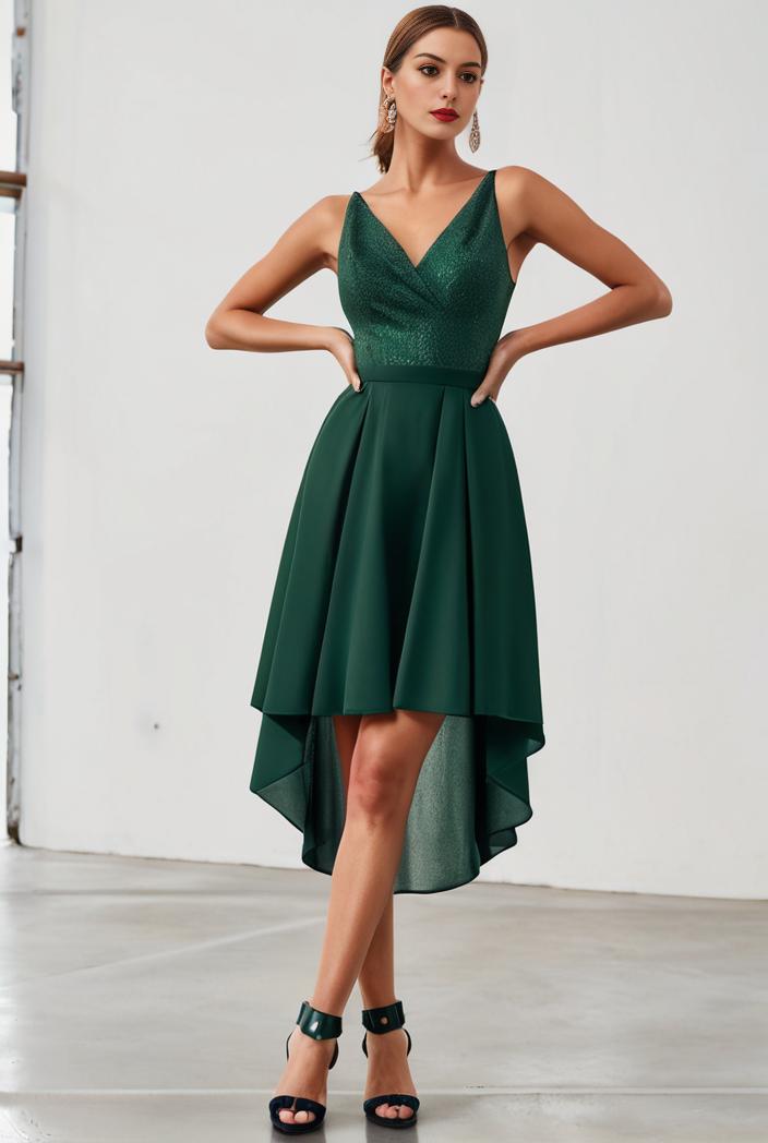 deep v neck lace chiffon bridesmaid dress with asymmetrical hem 148280
