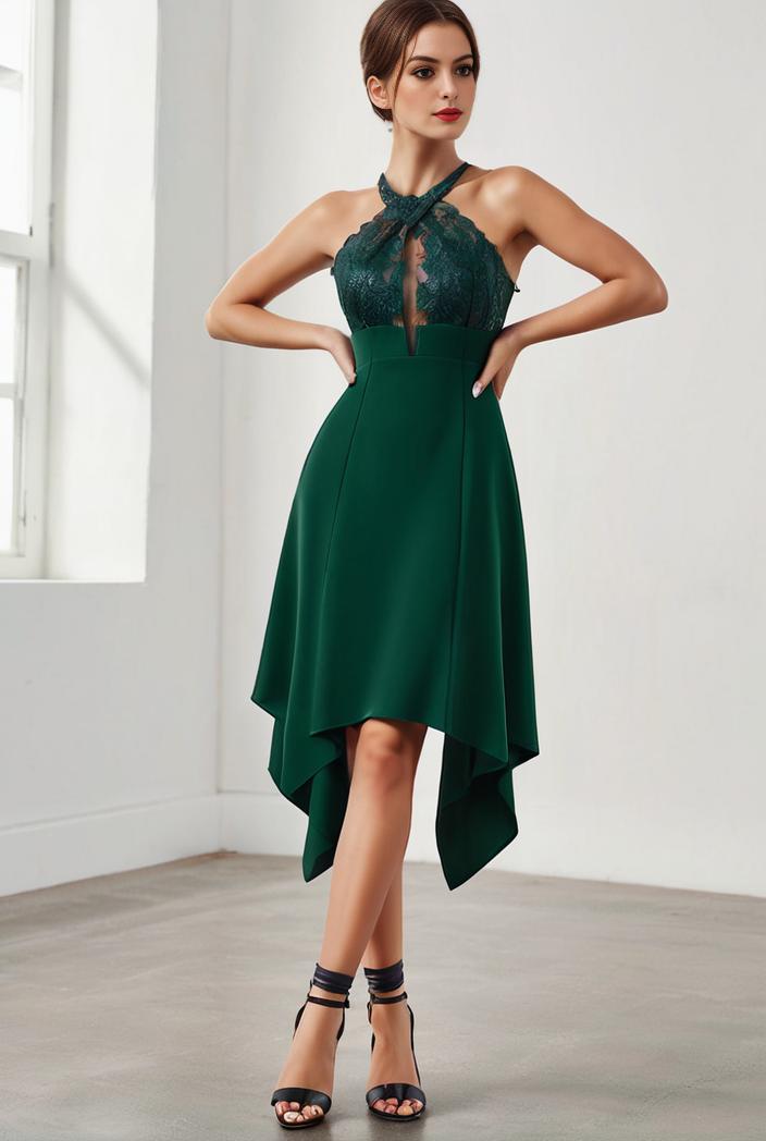 deep v neck lace chiffon bridesmaid dress with asymmetrical hem 148284