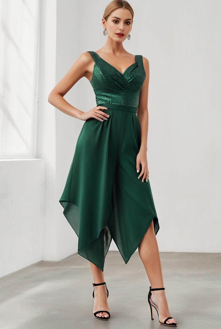 deep v neck lace chiffon bridesmaid dress with asymmetrical hem 148312