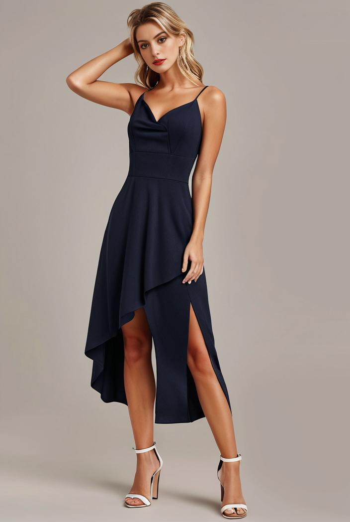 deep v neck lace chiffon bridesmaid dress with asymmetrical hem 148318