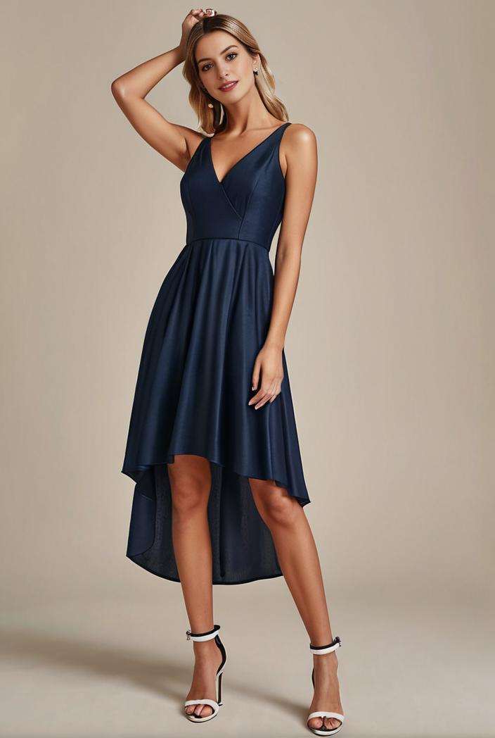 deep v neck lace chiffon bridesmaid dress with asymmetrical hem 148322