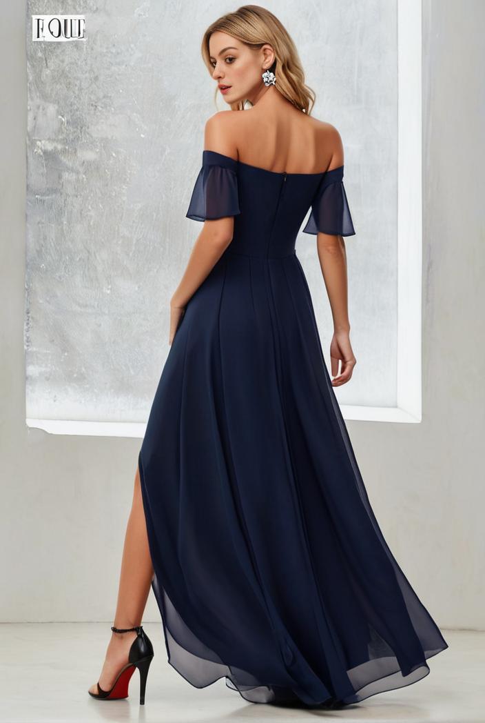 elegant chiffon high low off the shoulder bridesmaid dress 149156