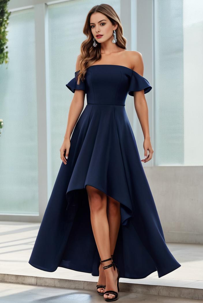 elegant chiffon high low off the shoulder bridesmaid dress 149159