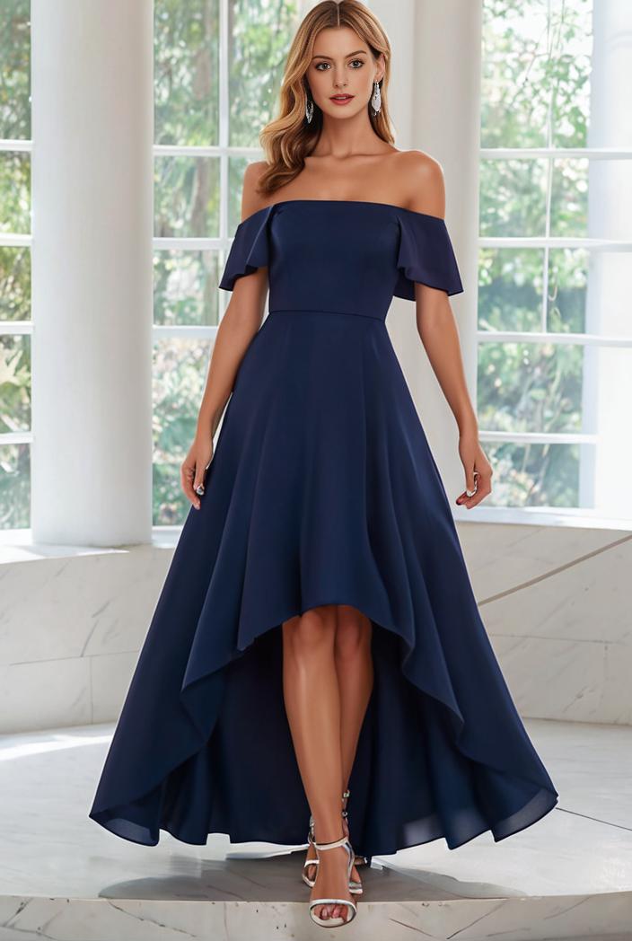 elegant chiffon high low off the shoulder bridesmaid dress 149160