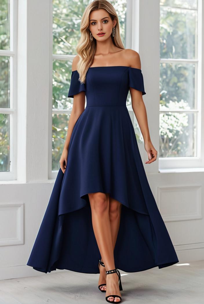 elegant chiffon high low off the shoulder bridesmaid dress 149165