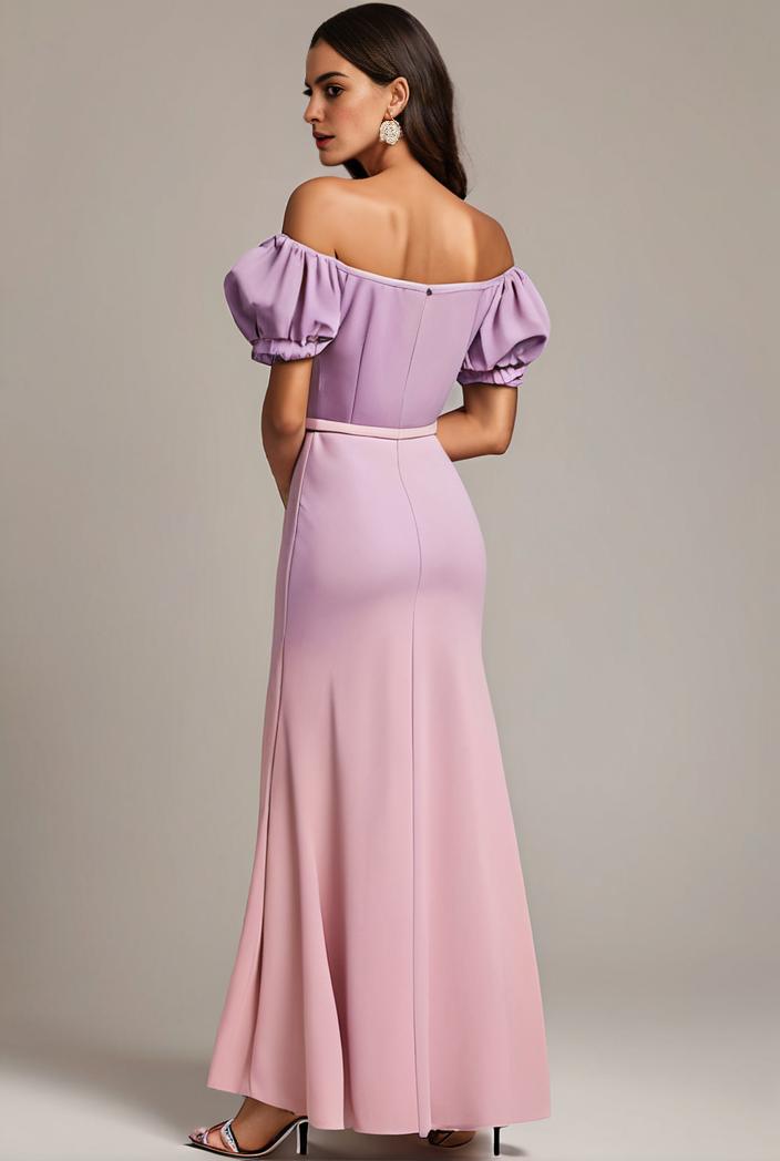 elegant chiffon high low off the shoulder bridesmaid dress 149186