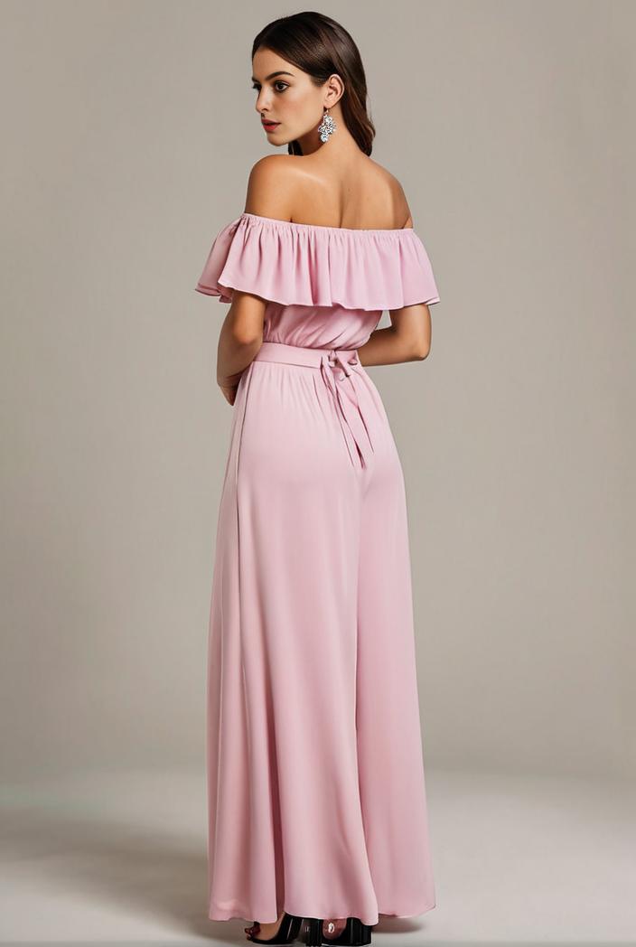 elegant chiffon high low off the shoulder bridesmaid dress 149187