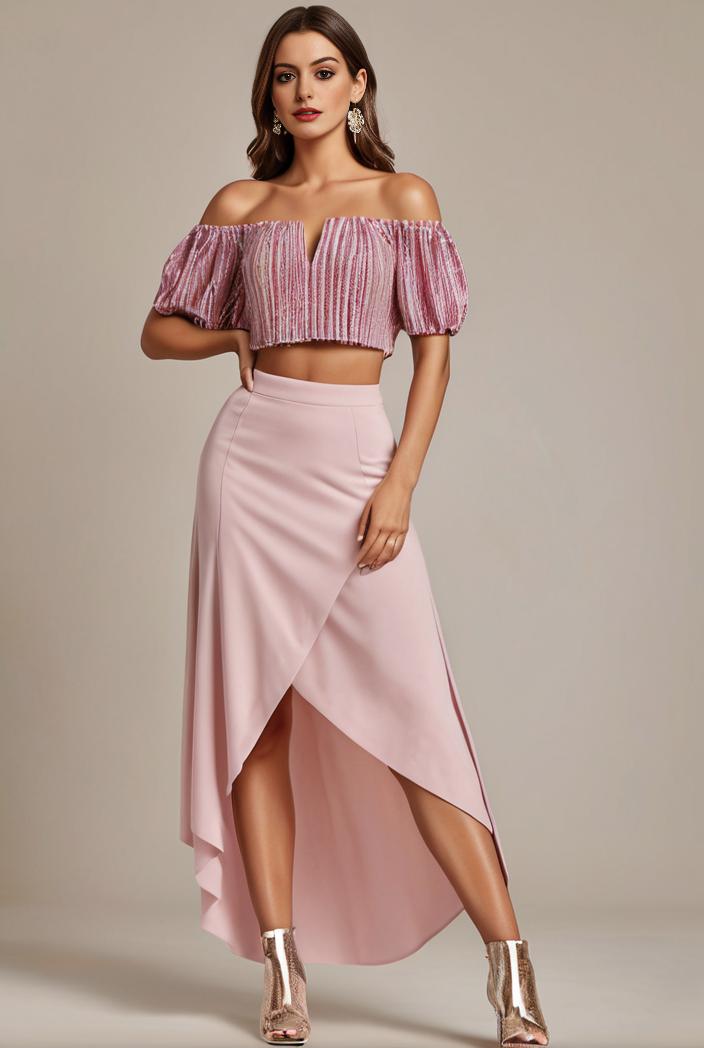 elegant chiffon high low off the shoulder bridesmaid dress 149202