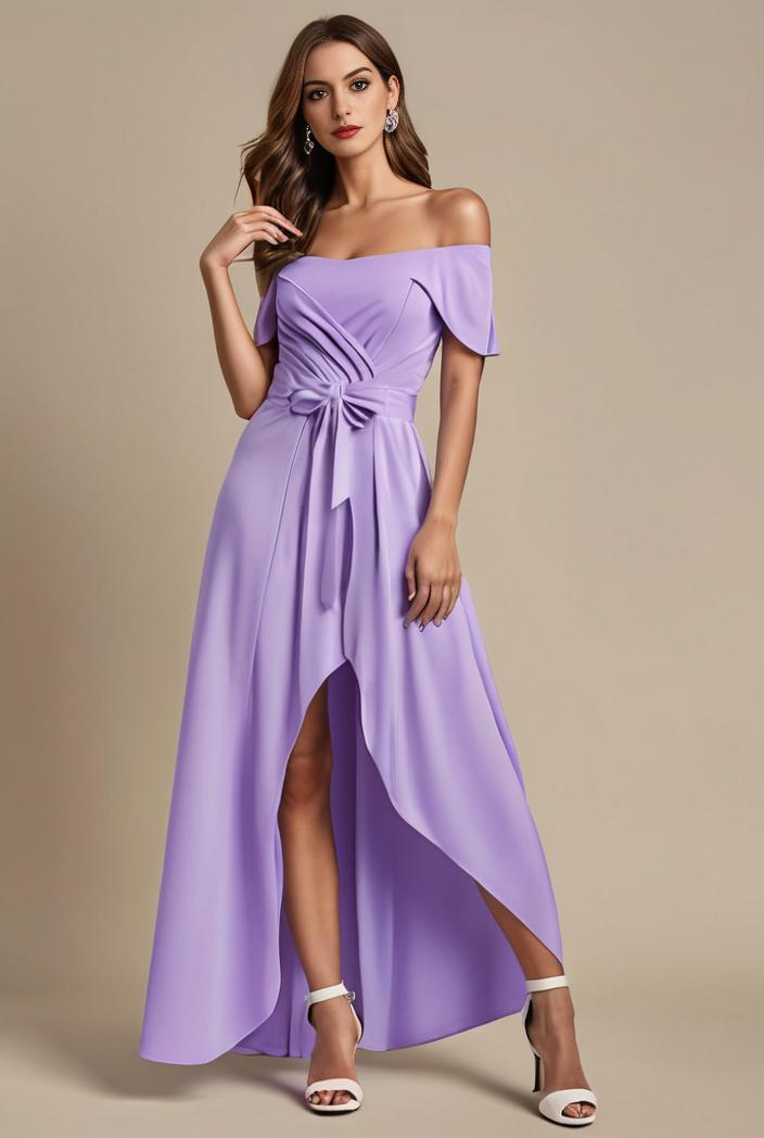 elegant chiffon high low off the shoulder bridesmaid dress 149206