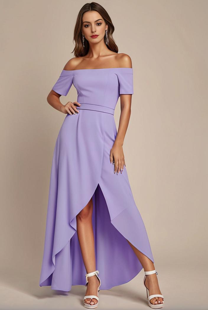 elegant chiffon high low off the shoulder bridesmaid dress 149208