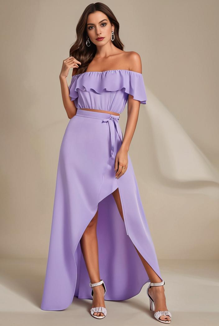 elegant chiffon high low off the shoulder bridesmaid dress 149209