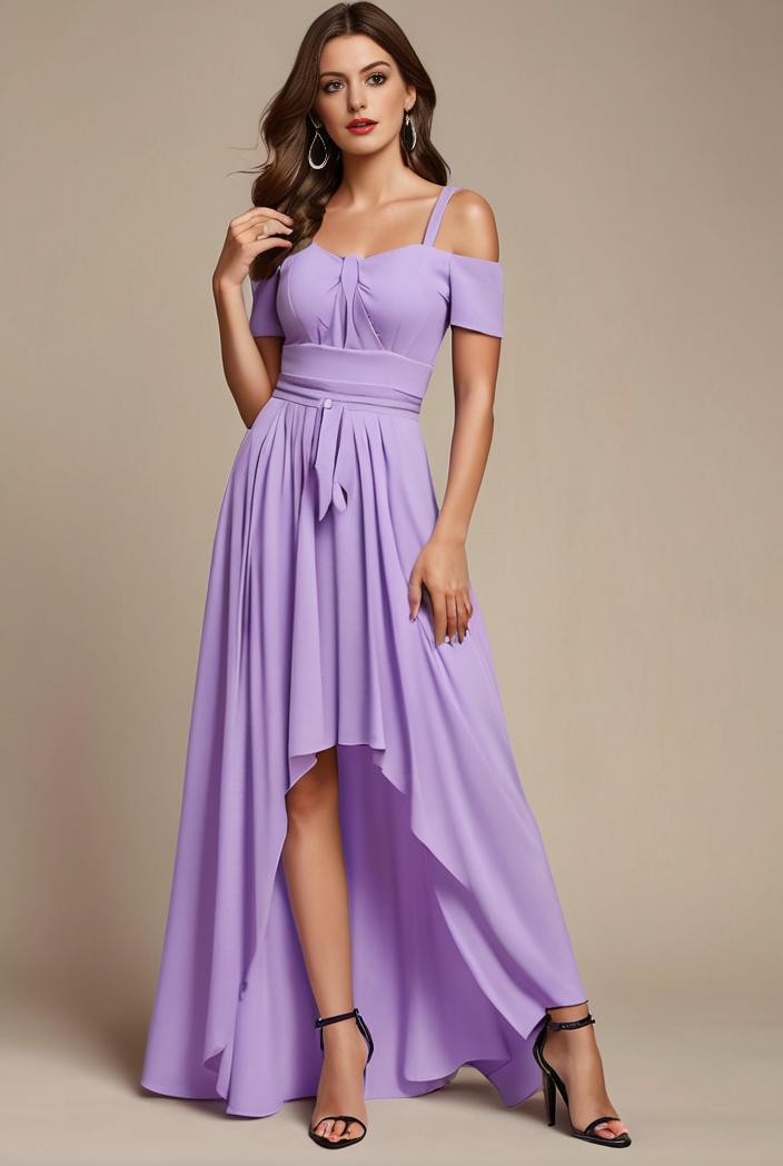 elegant chiffon high low off the shoulder bridesmaid dress 149213
