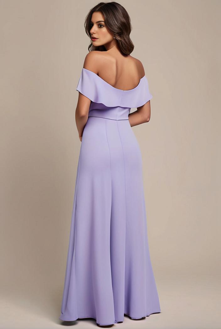 elegant chiffon high low off the shoulder bridesmaid dress 149225