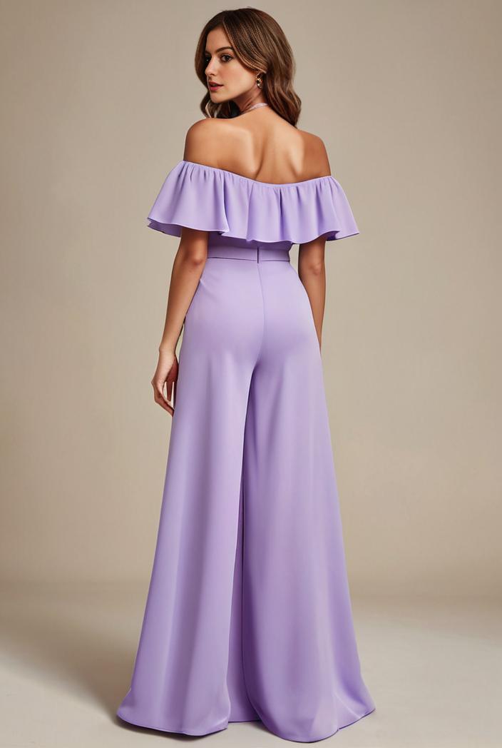 elegant chiffon high low off the shoulder bridesmaid dress 149227