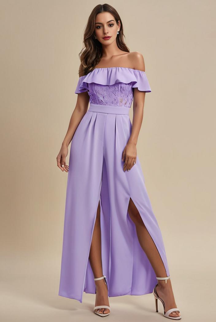 elegant chiffon high low off the shoulder bridesmaid dress 149238