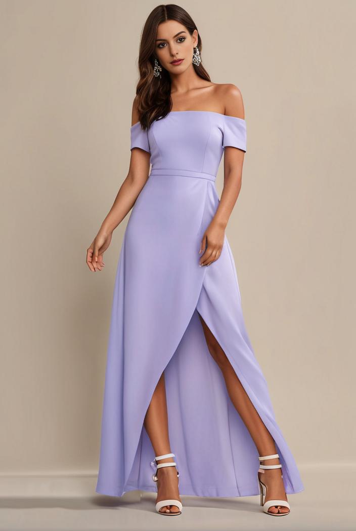 elegant chiffon high low off the shoulder bridesmaid dress 149240
