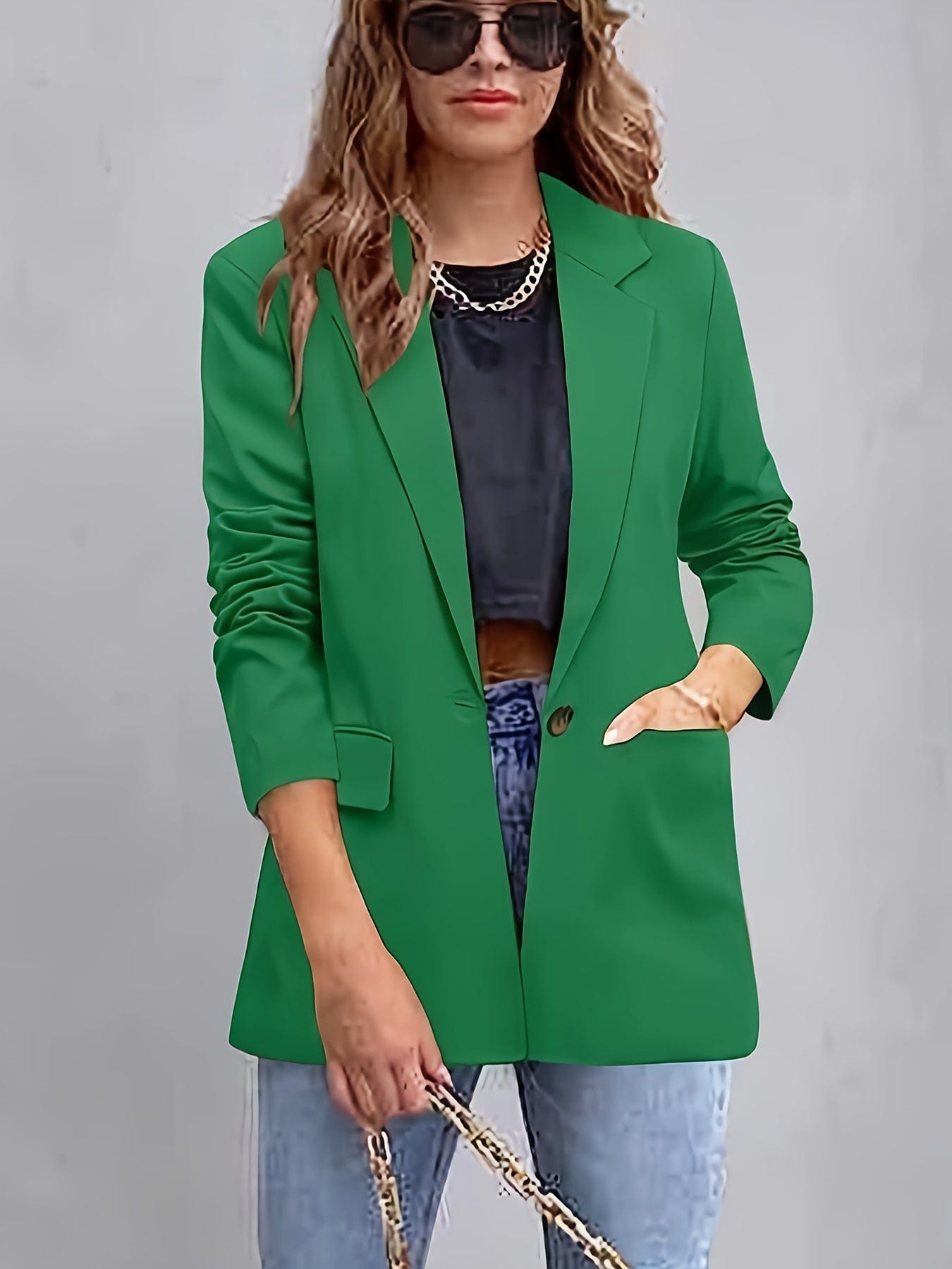 Office Work Lapel Stylish Button Front Blazer