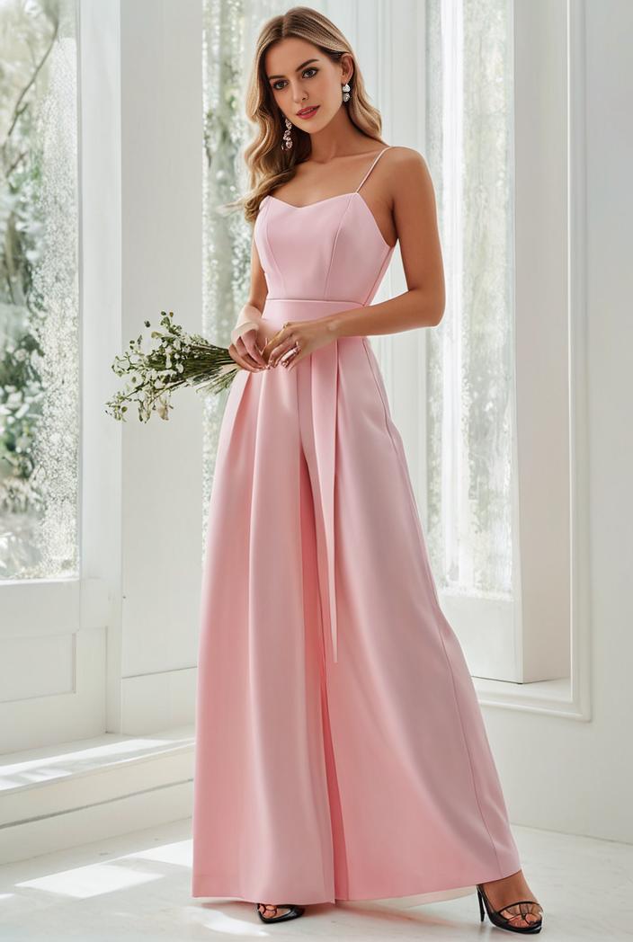 flowy chiffon one shoulder with three straps bridesmaid dress 101955
