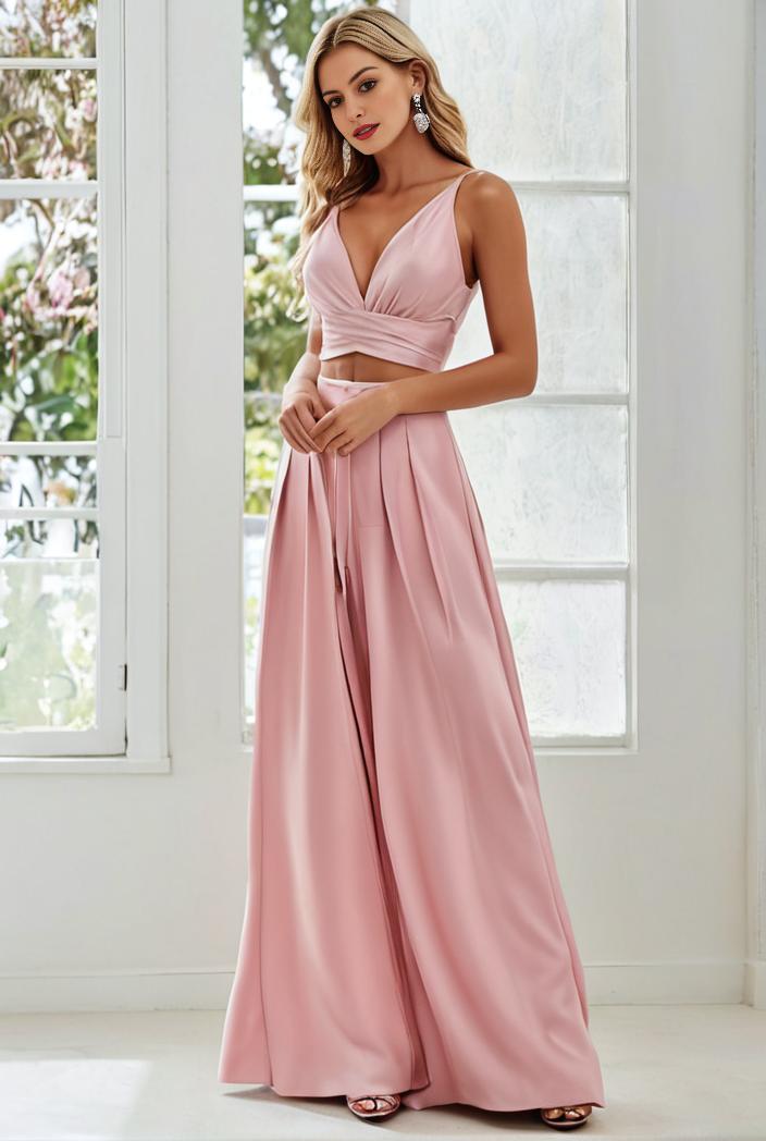 flowy chiffon one shoulder with three straps bridesmaid dress 101958