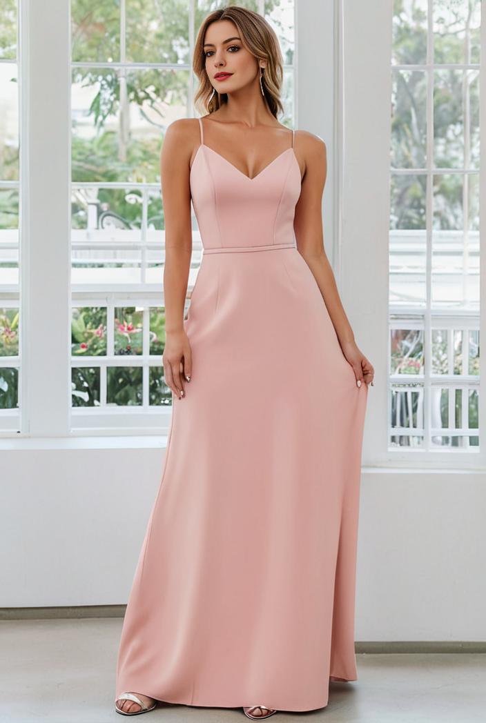 flowy chiffon one shoulder with three straps bridesmaid dress 101968