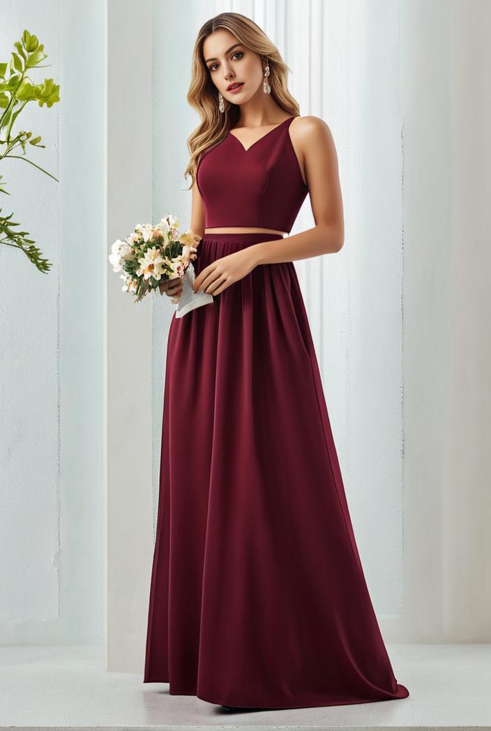 flowy chiffon one shoulder with three straps bridesmaid dress 101974