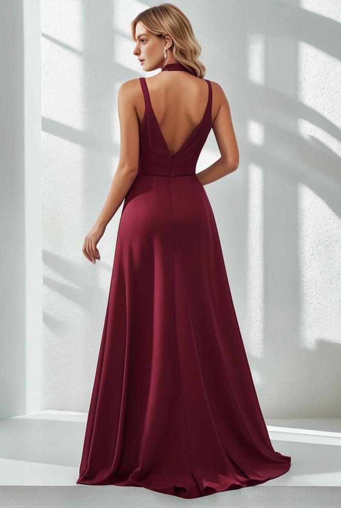 flowy chiffon one shoulder with three straps bridesmaid dress 101980