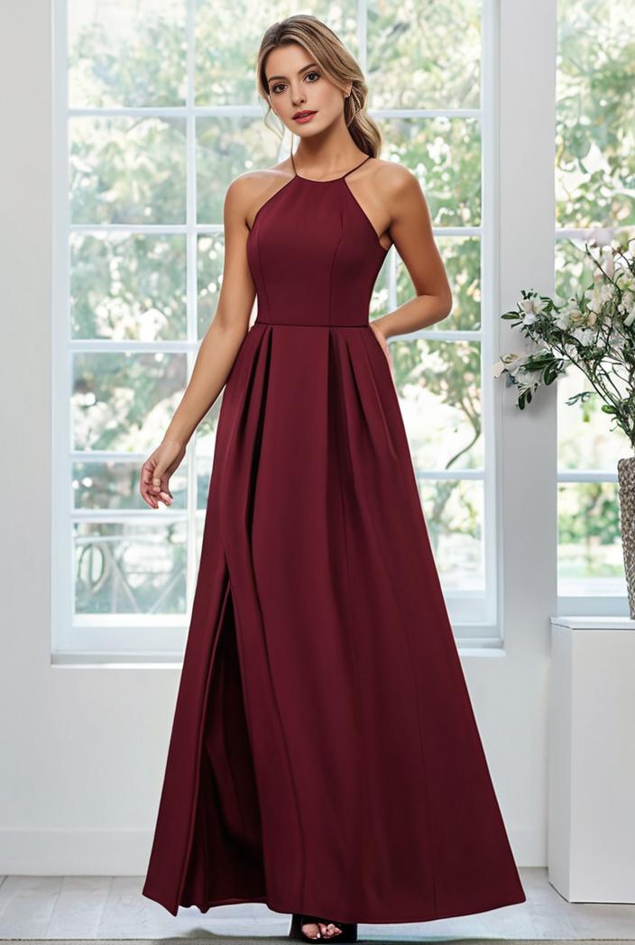 flowy chiffon one shoulder with three straps bridesmaid dress 101982