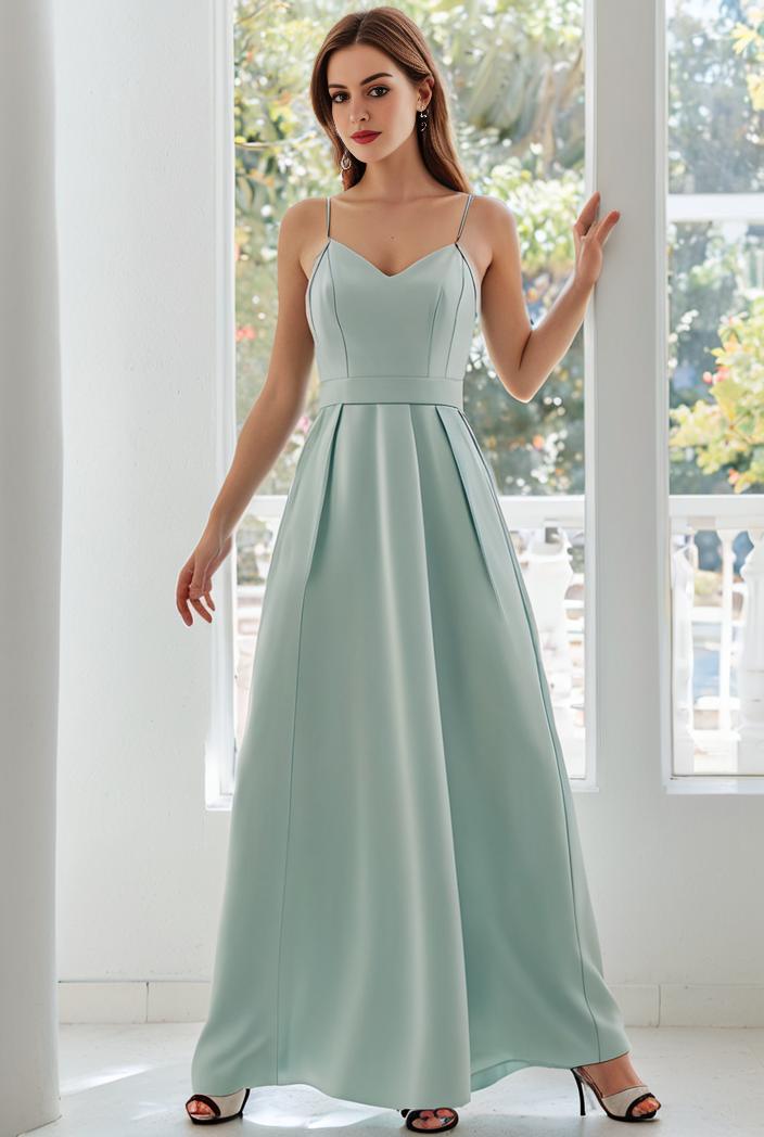 flowy chiffon one shoulder with three straps bridesmaid dress 101985