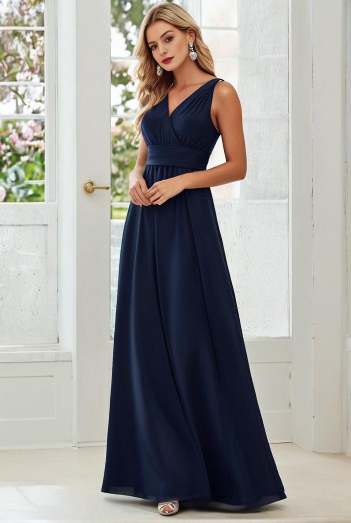 flowy chiffon one shoulder with three straps bridesmaid dress 101999