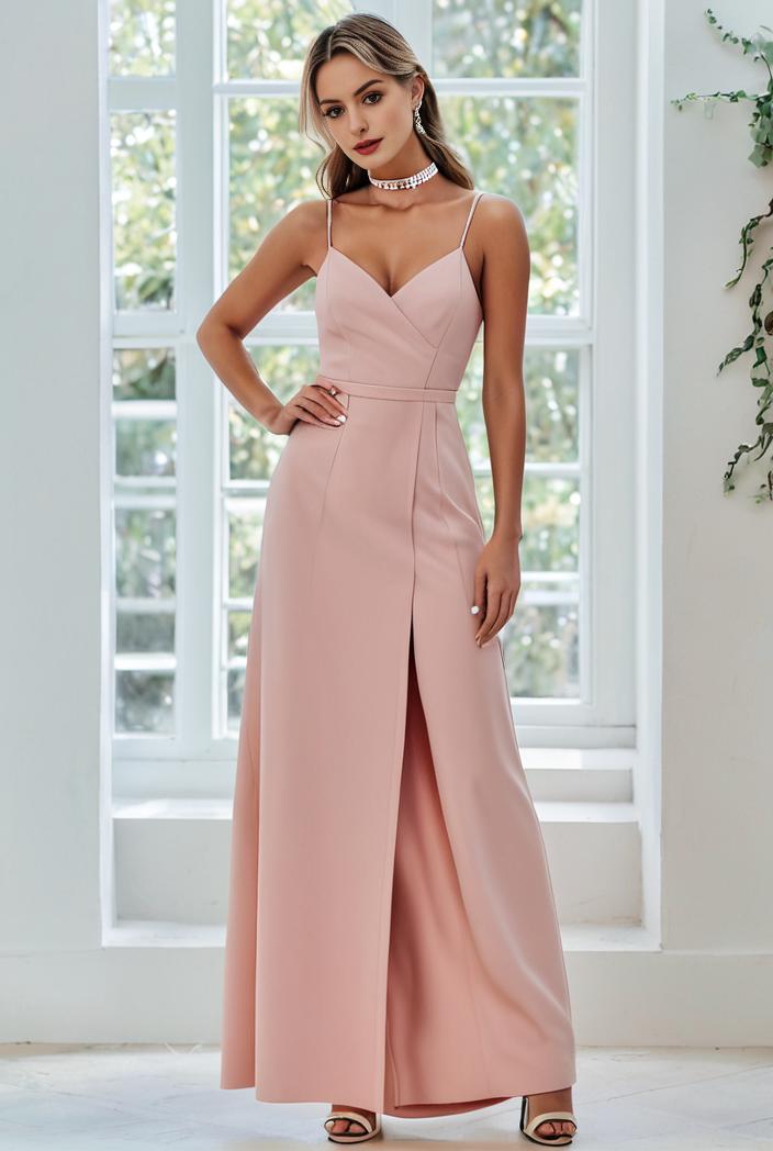 flowy chiffon one shoulder with three straps bridesmaid dress 102002